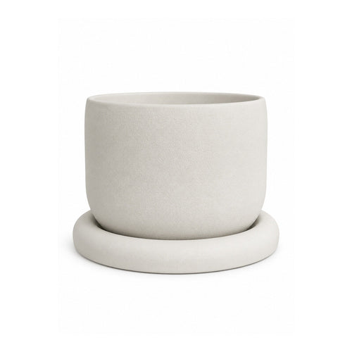 Matera bowl de cemento con plato base redondo, 16x13 cm