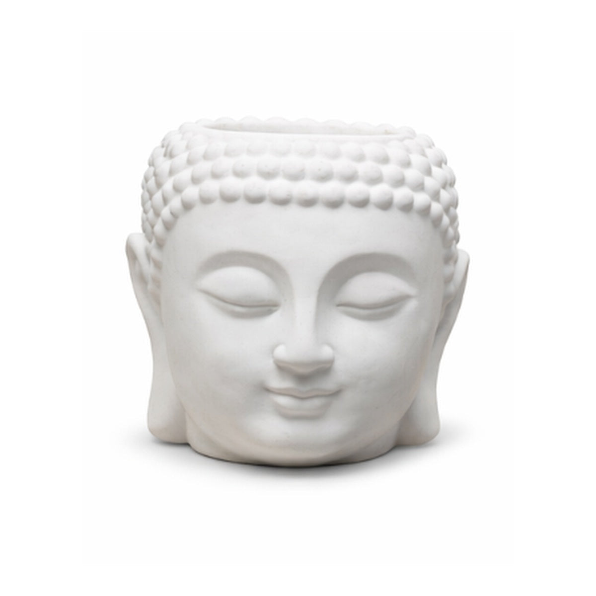 Matera cabeza de Buda en cemento blanco, 10,5x11 cm