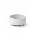 Terrario grande de cemento con patas de madera, 17x9 cm