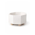 Terrario octagonal de cemento con patas de madera, 15x10 cm