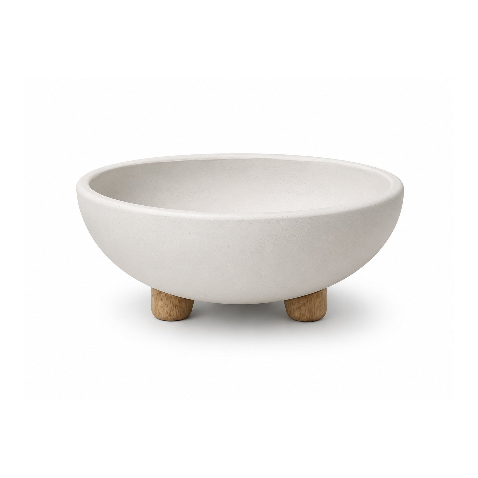 Matera terrario media luna de cemento con patas de madera, 19x9 cm